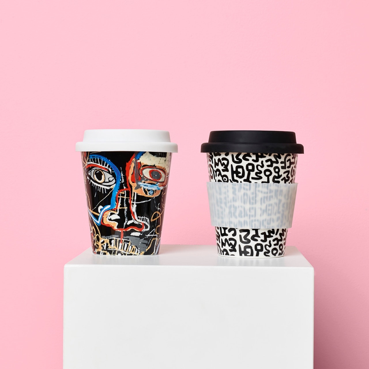 Lavazza coffee cups collaboration for <em>Keith Haring | Jean-Michel Basquiat: Crossing Lines</em>