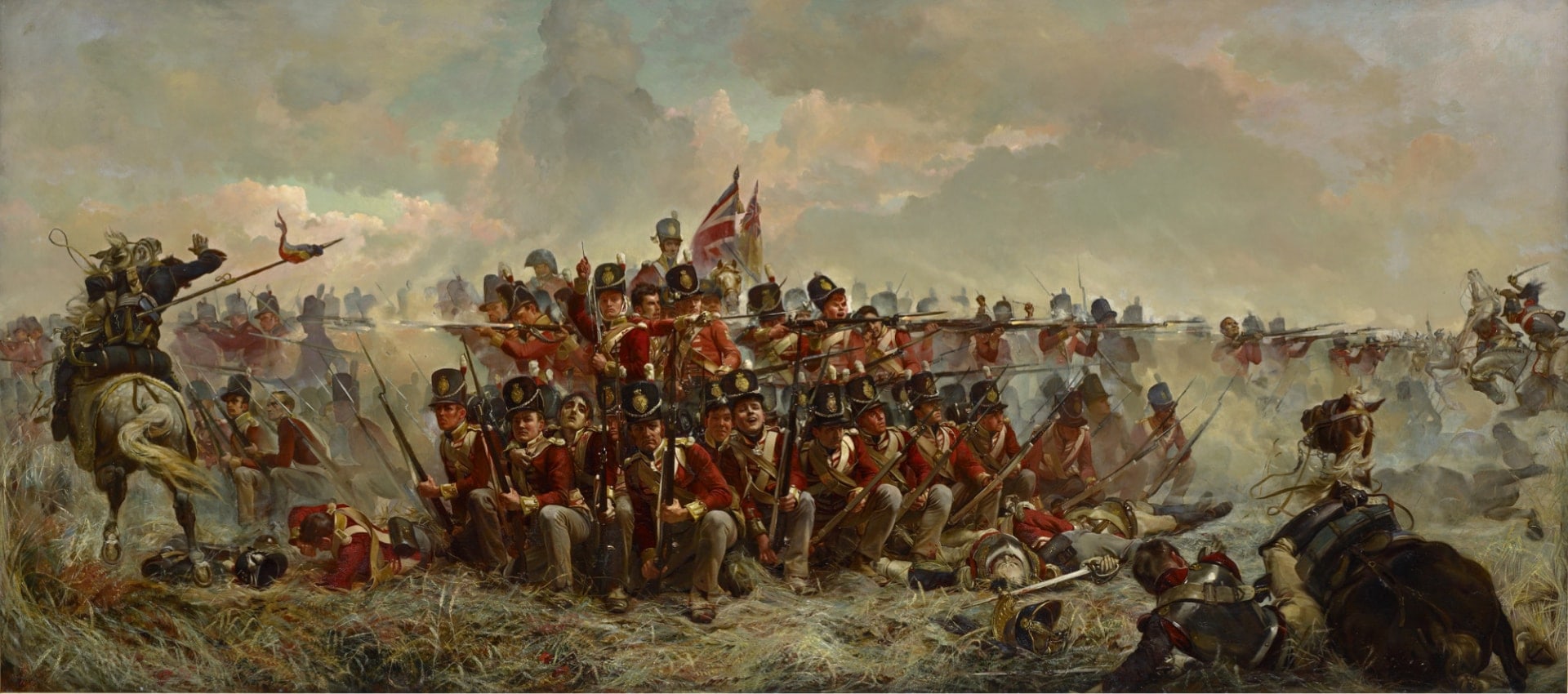 Elizabeth THOMPSON <em>The 28th Regiment at Quatre Bras </em>1875 oil on canvas 97.2 x 216.2 cm National Gallery of Victoria, Melbourne Purchased, 1884 p.309.9-1