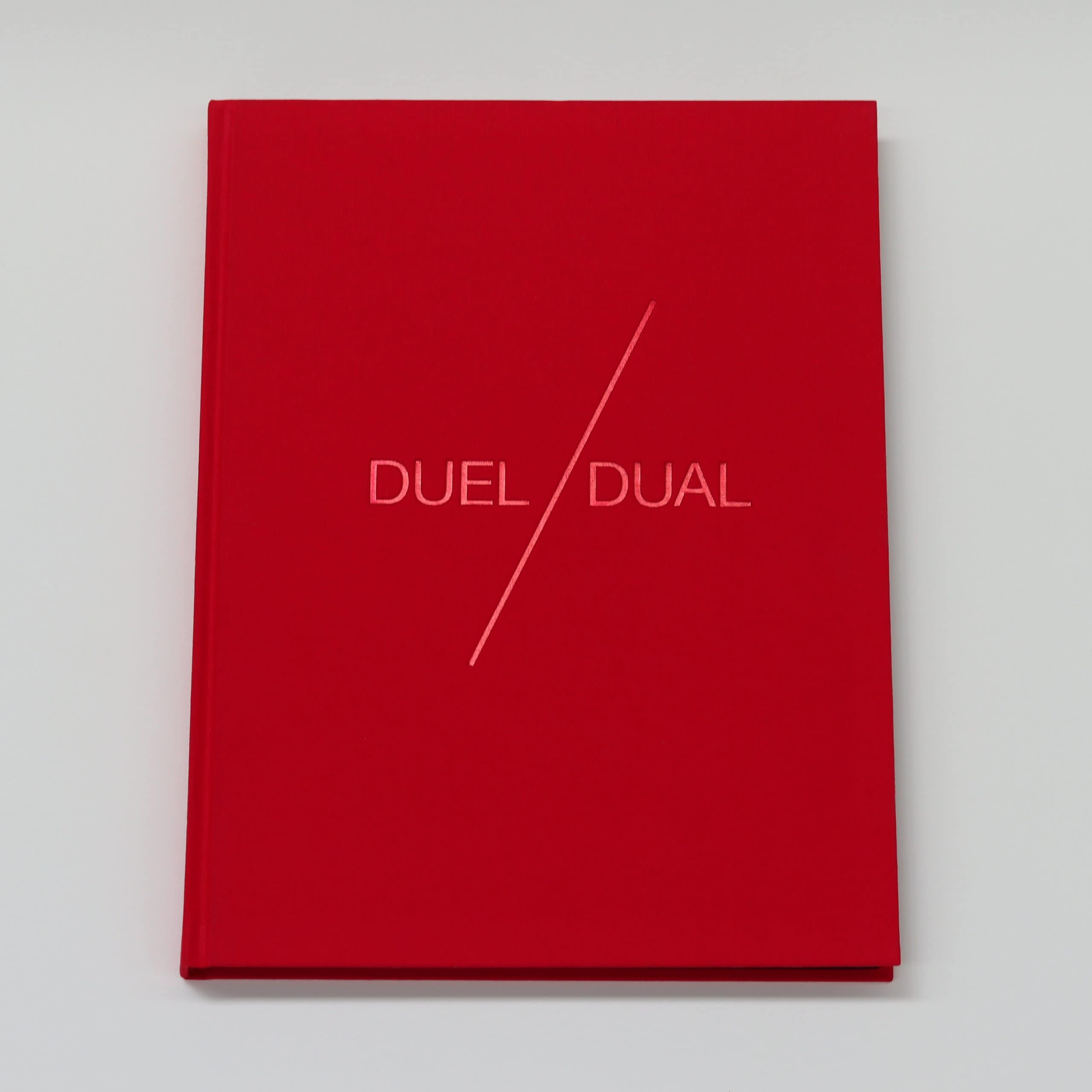 Brook Andrew & Trent Walter, Dual/Duel, hardcover 176 pages, edition of 550 with 500 copies in red and yellow cloth, and a further 50 copies in black cloth with unique additions by the artist, designed by Yanni Florence.