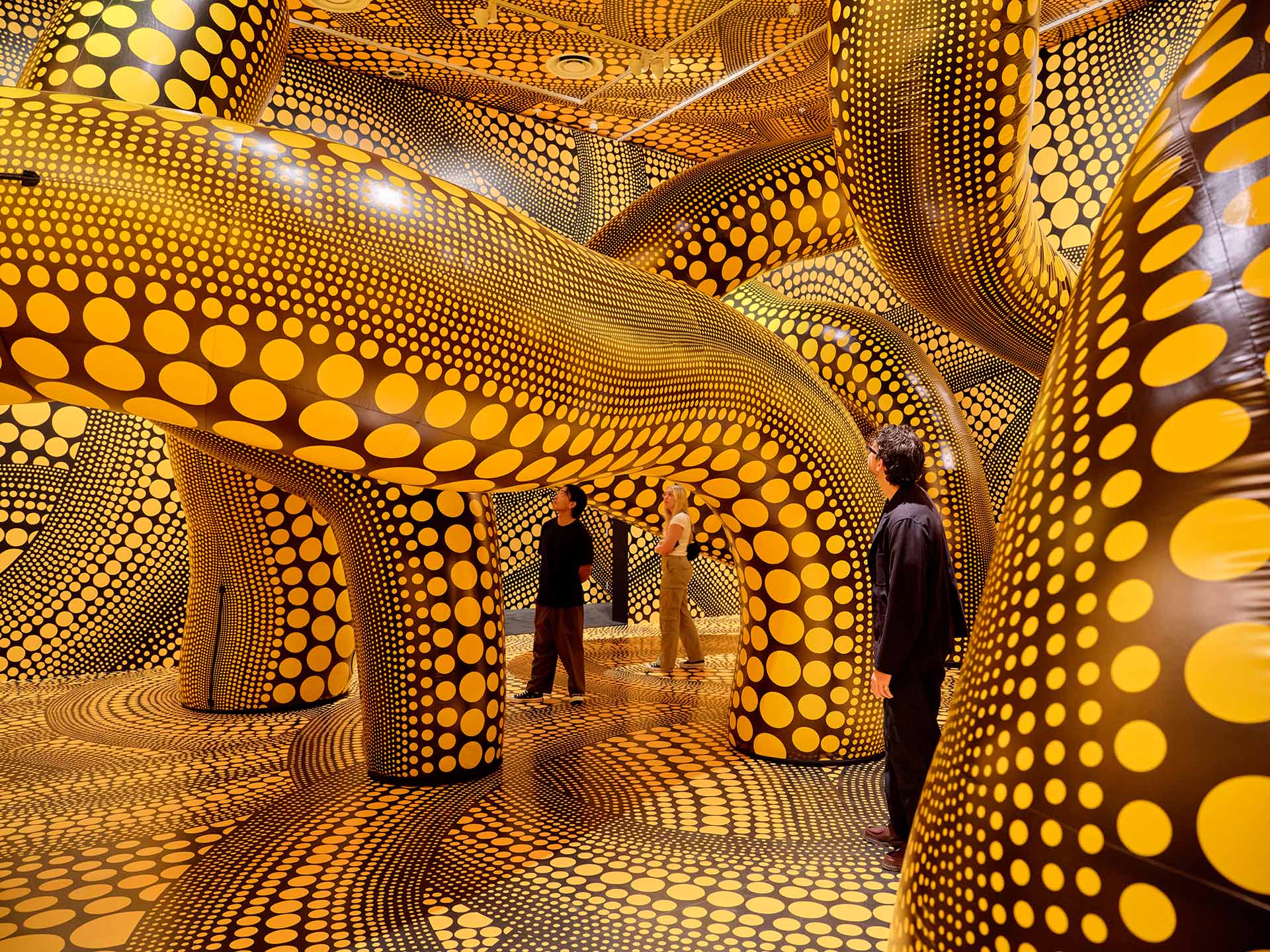 Installation view of <em>Yayoi Kusama</em> exhibition at NGV International. Photo: Sean Fennessy